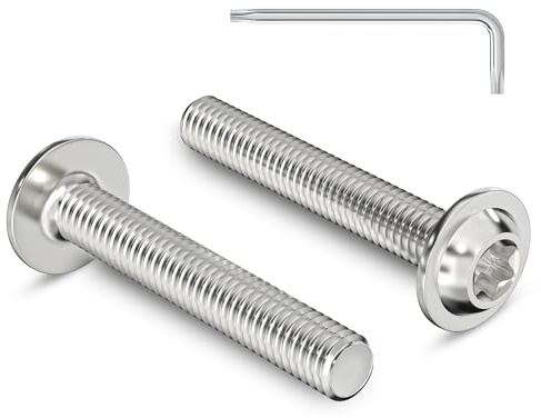Zuyya 20 Stück M4 x 25 mm Linsenkopfschrauben mit Flansch, M4 Schrauben | Torxantrieb, Edelstahl A2 V2A Schrauben, Torx Schrauben Vollgewinde mit Torx Schlüssel