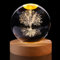 hurifeng Kristallkugel Nachtlicht 60mm - LED Glas Kugel mit Holzsockel, USB Deko Lampe, 3D Gravur Lebensbaum oder Glücksklee, für Wohnzimmer Schlafzimmer Büro Geschenkidee (Lebensbaum)