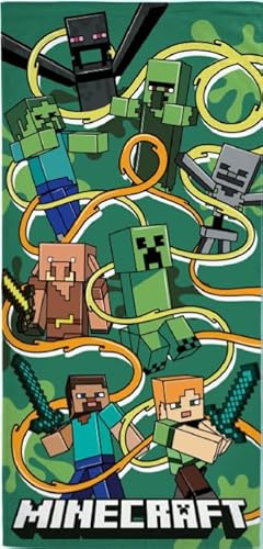 Minecraft Strandtuch, Badetuch 70x140 cm, 100% Baumwolle (Funtage Graphic)