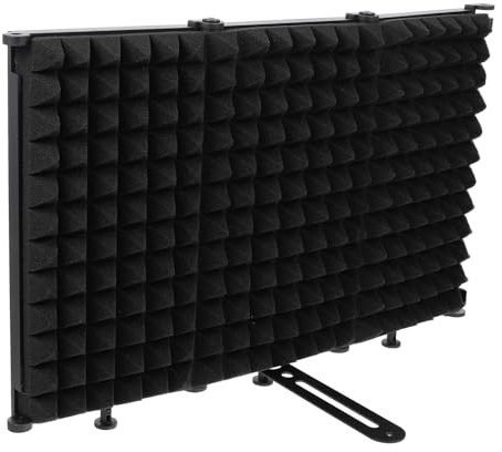 HIAKDOFT Écran d'Isolation pour Microphone Pliable à 3 Panneaux en Mousse Acoustique Haute Densité Noire Absorbeur de Son pour Studio d'Enregistrement et Diffusion en Direct