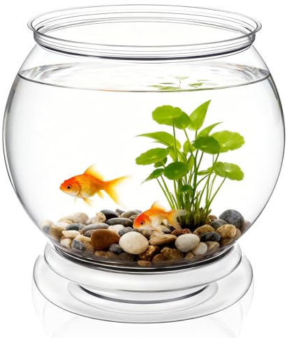 Mini aquarium rond en plastique transparent pour poissons rouges et petites tortues