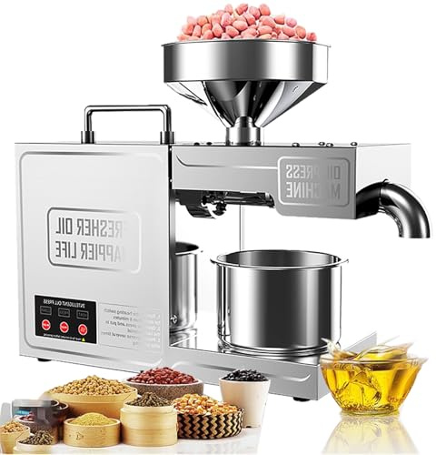 Electric Oil Press Machine for Home Use, Cold & Hot Press Automatic, Commercial Grade for Avocado Coconut Peanut Seeds