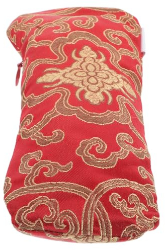 SECFOU Coussin pour Prise de Pouls de Médecine Chinoise en Soie, Léger et Portable Remplissage de Balles Naturelles, Coussin Repose-poignet Rouge pour Diagnostic du Pouls