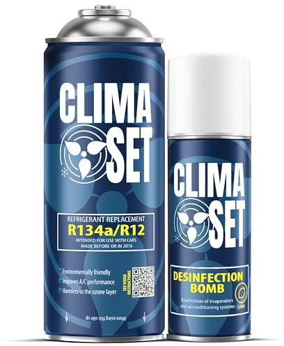 CLIMASET - R134a Kältemittel & Klimaanlage Reiniger Auto - Auto Klima Selbst Befüllen Set - Nachfüllset, Autoklima Nachfüllen