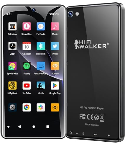 HIFI WALKER G7 Pro MP3 Player with Bluetooth & WiFi, Android 13, 5.2 HD Touchscreen, Spotify, 3GB RAM 32GB ROM, MP3/MP4 Player with Speaker, Camera, Expandable Storage