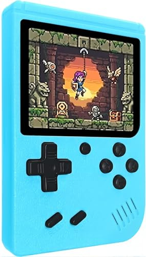 Vexabinion Console de Jeux Rétro Portable Mini, 500 Jeux Intégrés, Écran IPS 3.0 Pouces, Batterie Rechargeable, Console de Jeu Vidéo Portable, Bleu (Bleu)