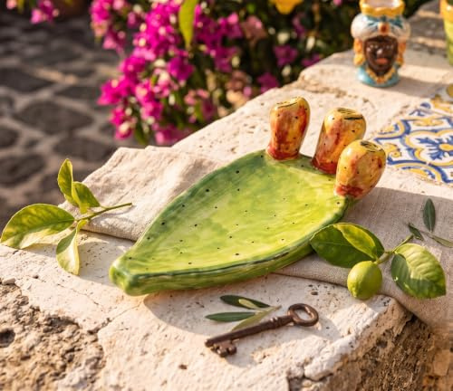 Mondocreazioni Svuota Tasche Pala ficodindia in Ceramica siciliana di Caltagirone Decorato a Mano n 3