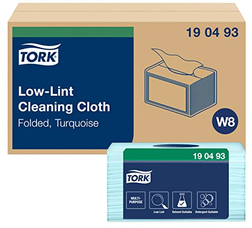 Tork Chiffon de Nettoyage non pelucheux turquoise W8, adapté aux solvants, 8 x 75 chiffons, 190493