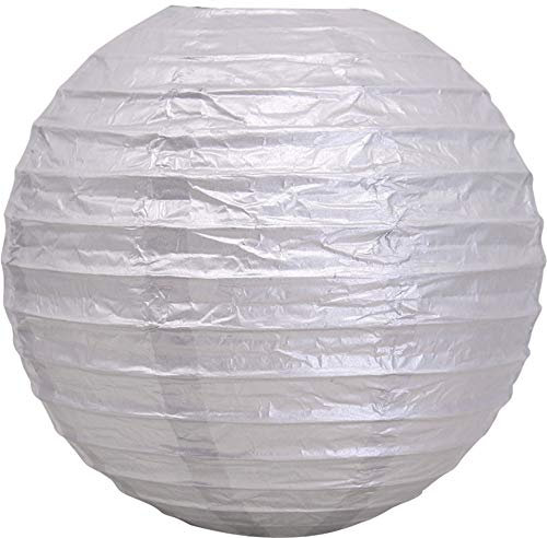 Time to Sparkle Tissue Paper Round Lanterns LampShade Lamp Shade Wedding Birthday Party Decoration | Metal Silver, 24(60cm) |