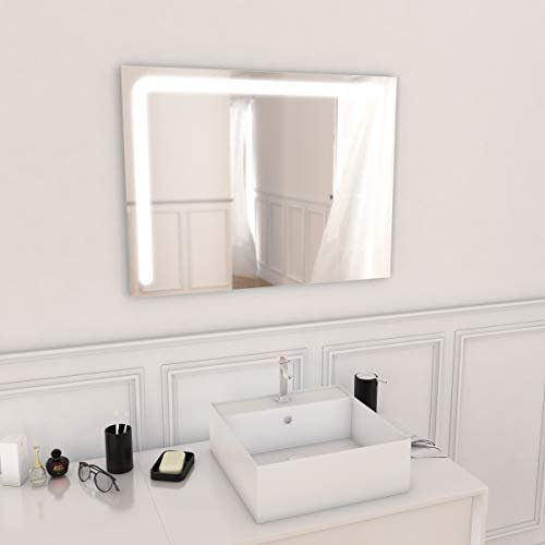 AURLANE Miroir Salle de Bain LED Auto-éclairant Corner 80x60cm