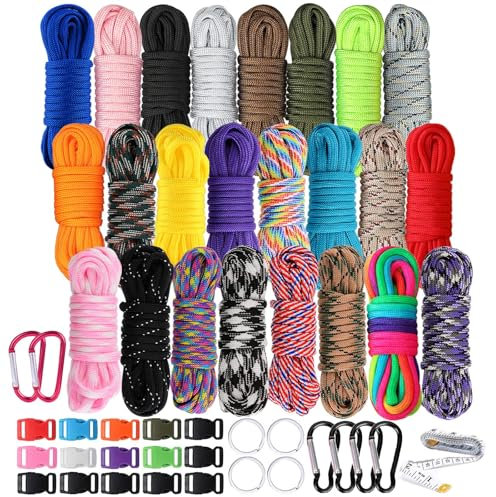 WEREWOLVES 550 Paracord Typ III - Survival Paracord Bracelet Rope Kits - Zelt Seil Fallschirm Schnur Combo Crafting Kits, viele Farben der Outdoor Survival Rope - Great Gift (Colorful-24 Color)