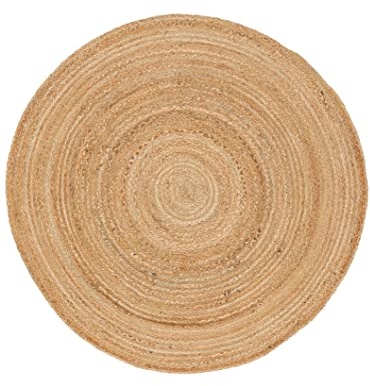 carpetfine Juteteppich Nele Beige handgewebt aus Jute Ø 250 cm | Naturfaserteppich Rund im Boho Style für Wohnzimmer, Küche und im Flur