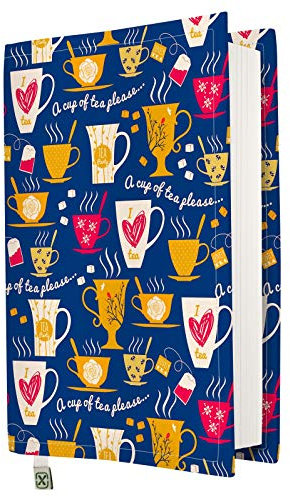 Custodia rigida per libro per libro in brossura, tessuto lavabile, pellicola protettiva per libri, imbottita, per adulti (tè, M)