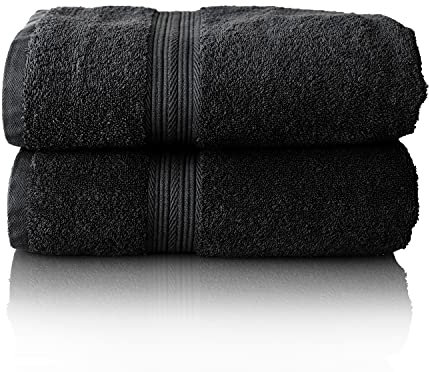 Glart - Set di asciugamani premium in spugna, disponibili in 6 colori e 5 dimensioni, composto da 2 teli per la sauna da 70x200 cm, nero