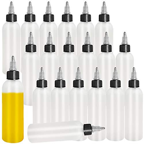 20-Pack 4oz/120ml Plastic Boston Squeeze Bottles with Twist Top Cap