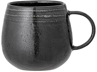 Bloomingville Keramik Tasse Teetasse Kaffeetasse mit Henkel Raben, schwarz, Keramik, handgemacht in Portugal
