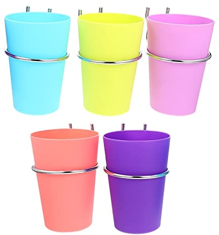 iplusmile Pegboard Bins with Rings, 5 Sets Metal Pegboard Hooks Cups Holder, Pegboard Organizer for Home Office Art and Craft Supplies Storage (Random Color)