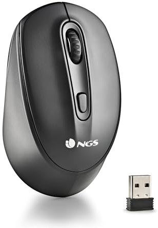 NGS Smog-RB - Souris Multi-Appareils sans Fil Rechargeable avec Éclairage LED, Technologie Bluetooth 3.0/5.0, 2.4Ghz, Portée de 10 Mètres, Autonomie de 50 Heures, Noir