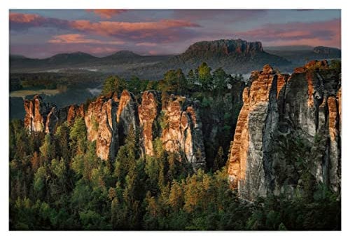 artboxONE Poster 120x80 cm Natur Bastei am Morgen - Bild elbsandsteingebirge elbsandsteingebirge felsen