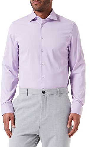 Seidensticker Herren Slim Fit Langarm Hemd Shirt, Lila, 38 EU