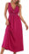 Alcea Rosea Femme Satin Chemise de Nuit Longue Dentelle Nuit Sexy Robe Elégante sans Manches Loisirs S-XXXL (Rose Rouge, XL)