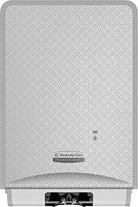 Automatischer Handseifen- und Desinfektionsmittelspender aus der Kimberly-Clark Professional ICON-Serie (53694), mit silberfarbener Blende im Mosaikdesign; 1 Spender und 1 Blende pro Verkaufseinheit