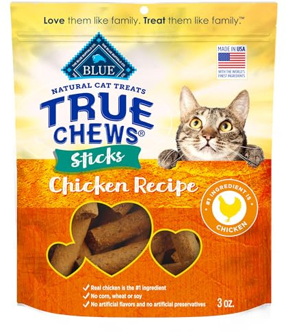 Blue Buffalo True Chews Sticks Natural Cat Treats, Chicken Recipe, Meaty & Savory Treats Made in The USA, 3-oz Bag