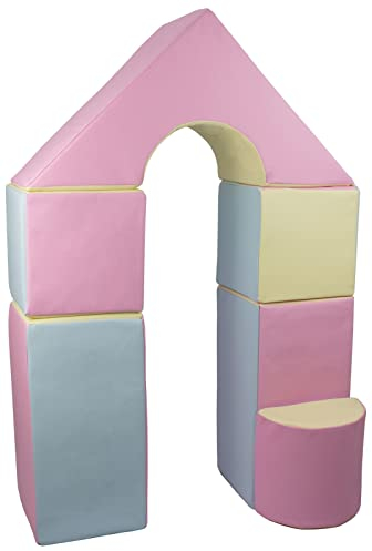 Velinda 6-TLG. Mini-Schloss-Set Groß-Softbausteine Schaumstoffbausteine Riesenbausteine (Farbe: pink, blau, gelb (Pastell))