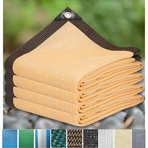 ZHJSHOU Toile Ombrage UV Protection pour Terrasse Jardin Extérieur, Filet D'Ombrage Serres Filet Coupe-Vent avec Oeillets,12 Broches Voile d'ombrage Rectangulaire,Beige,3X4m/9.84X13.12ft