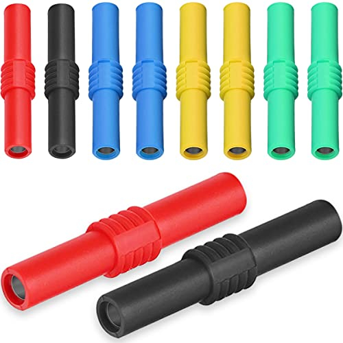 Xiatiaosann 4mm Banana Plug Coupler Female to Female Insulated Banana Socket Jack Connector for Multimeter Speaker Test Leads Electrical Connections, 10 PCS 5 Colors