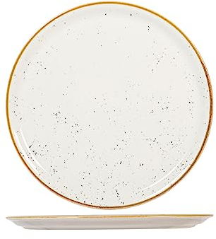 HOME Saturnia Stains Lot de 6 assiettes à pizza, porcelaine décorée, beige, 31 cm