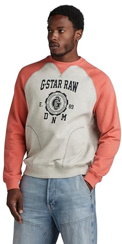 G-Star RAW Herren Collegic Raglan Loose Sweatshirt, Mehrfarben (Milk Htr/Finch Htr D24417-D562-G398), XXL