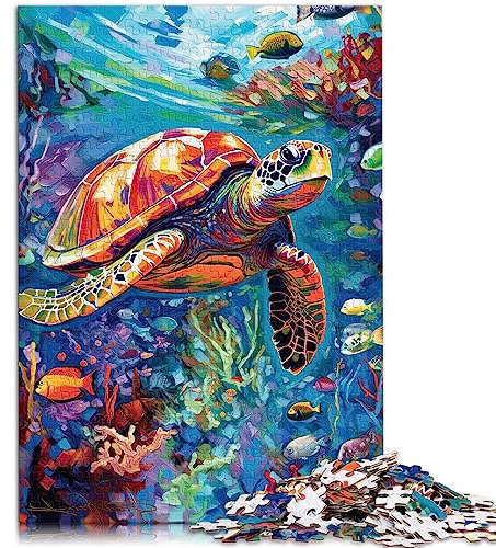 Puzzles für Erwachsene, lebendige Schildkröte, 1000-teiliges Holzpuzzle für Erwachsene und Kinder ab 12 Jahren, Spielzeug-Intellektuelles Spiel, Größe: 50x75 cm