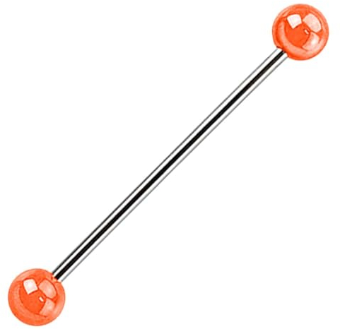 Taffstyle Piercing Hantel Barbell Industrial Chirurgenstahl Ohr Cartilage Helix Tragus Intim Brust Stab Ohrpiercing mit Metallic Kugeln Orange