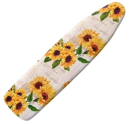 Jndtueit Bügelbrettbezug mit Sonnenblumen-Motiv, blühende Blume, 137 x 38 cm, mit Polsterung, kratzresistent, gelber Blumenmuster, elastischer Rand und Riemen