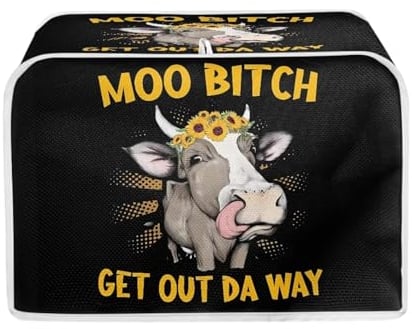 Psesaysky Cow 4 Slice Toaster Covers Dust Covers Small Appliance Cover to Keep Clean Kitchen Accessories Waterproof Bakeware Protector with Top Hook