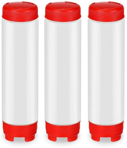 Povxlum Umgekehrte 16-Unzen-Kunststoff-Quetschflaschen, NachfüLlbare Spitze, GroßEr Ventilspender, GewüRz-Quetschflasche für Saucen, Ketchup