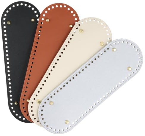 4 Stück Taschenböden zum Häkeln, PU Taschenboden Korbboden zum Häkeln Taschenboden aus Kunstleder, Stricken Boden Tasche Häkeln Taschen Häkeln Zubehör für Handtaschen Gewebte DIY Taschen, 30x10cm