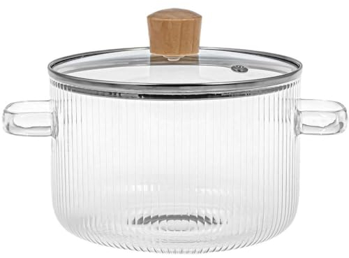 pulunto Olla de cocina de vidrio con tapa, olla de vidrio transparente para estufa, olla de cocina Kichen