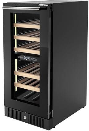 Frostronics Frigorifero per vino a doppia zona da 38,1 cm, 29 bottiglie sottobanco, cantina per vino integrata o autoportante, refrigeratore per vino con compressore silenzioso e porta in vetro