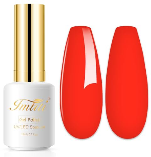 Imtiti Neon UV Nagellack, 15 ML Rot Gel Lack Soak Off LED UV für Frühling Sommer, DIY Nagel Kunst Starter Maniküre Salon Kit für Frauen Mädchen