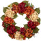 Couronne d'hortensias artificielles de 50,8 cm – Couronne de fleurs artificielles orange et rouge pour porte d'entrée, couronne florale pour cheminée, cuisine, ferme, décoration murale