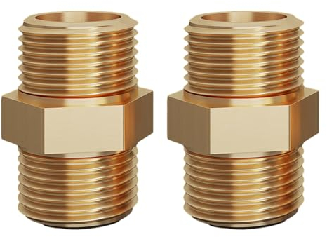 Doppelnippel 1/2 Zoll, Gewinderosette Ø21mm Muffe Hahnverlängerung, 2 Stück Duschschlauch Verlängerung Messing Fittings Panzerschlauch