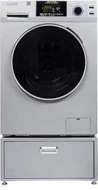 Equator All-in-one Washer Dryer Ventless FULLY BUILTIN 0-CLEARANCE 1.62cf/15lbs 110V 1400RPM with Pedestal + ADA (Silver)