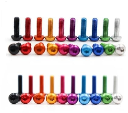 10 pz Alluminio Vite Tonda M3 M4 M5 M6 Colorato In Lega di Alluminio Esagonale Esagono Incassato Vite a Testa Bottone Bulloni (Color : Purple, Size : M3x16)