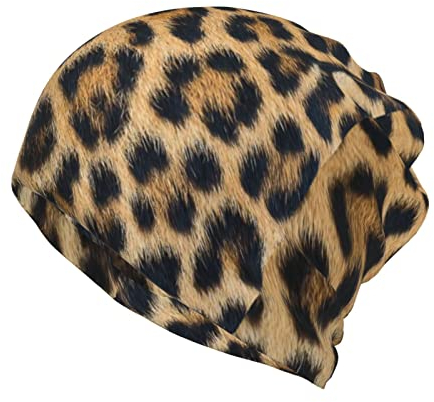 WURTON Niedliche Leopardenmuster Baggy Beanie Cap Slouchy Beanie Multifunktions-Chemo-Totenkopfmützen Kopfbedeckung Hüte Turban, Raues Leopardenmuster, Einheitsgr��e