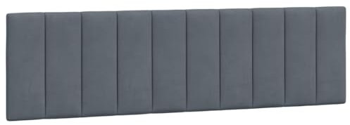vidaXL Kopfteil Kissen Hanko, Kopfteilkissen mit Linien-Design, Bett Kopfkissen mit Klettverschlüssen auf Rückseite, Kopfteilpolster Kopfpolster, Hellgrau 180cm Samt
