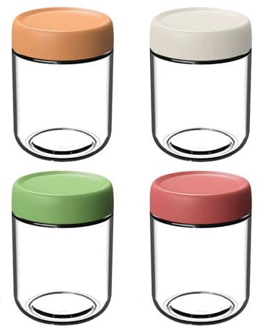 Fychuo Overnight Oats Jar, 4 PCS 16 Oz Glass Jars with Lids for Overnight Oats Container Reusable Mason Jars with Sealing Screw Lids for Salad Jars Fruit Yogurt Pudding Jam Spice Pickle