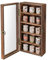 Ikee Design Sammlervitrine aus Holz, zur Wandmontage, 5 Ablagen, Aufbewahrungszubehör mit gehärteter Glastür, Sonnenbrillenschrank, Schattenbox, Braun