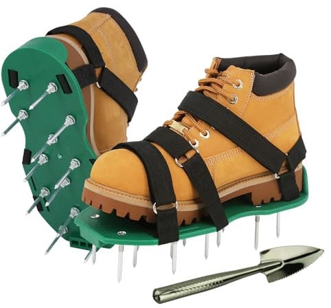 Arieggiatore per Prato Scarpe, Arieggiatore Prato con Cinghie per un'Aerazionce Efficace del Terreno Aeratore Giardino Scarificatore Manuale Taglia Unica con Punte Resistenti per Cortile e Patio